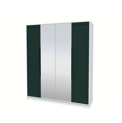 Шкаф распашной Тренд КТ-Ш4 (з) (Белый платинум ЛДСП/ Изумруд ЛМДФ) Ш1800 В2128 Г547